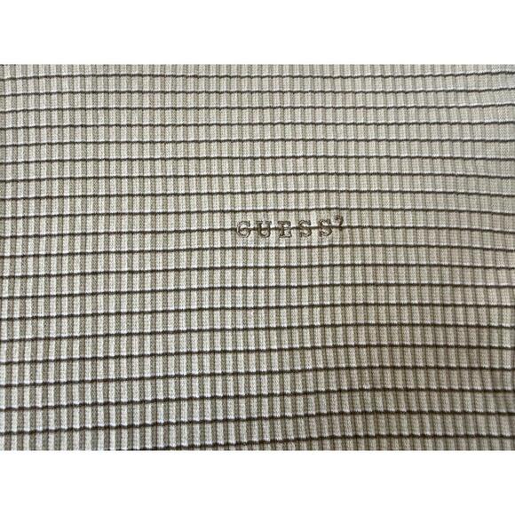 Vintage Guess Jeans Men's Short Sleeve Beige Grid Pattern Shirt Large - Picture 2 of 7